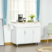 Homcom Carucior Bucatarie Multifunctional cu Sertare & Usi, 121×46×91 cm