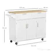 Homcom Carucior Bucatarie Multifunctional cu Sertare & Usi, 121×46×91 cm