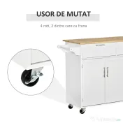 Homcom Carucior Bucatarie Multifunctional cu Sertare & Usi, 121×46×91 cm