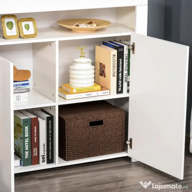 HOMCOM Dulap Multifuncțional Alb cu Iluminare LED Colorată, pentru Living sau Dormitor, 107x35x97 cm | Aosom Romania