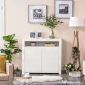 HOMCOM Dulapior cu Economisire Spatiu Multifunctional pentru Hol din Lemn Alb Lumini LED 