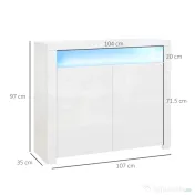 HOMCOM Dulapior cu Economisire Spatiu Multifunctional pentru Hol din Lemn Alb Lumini LED 