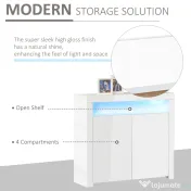 HOMCOM Dulapior cu Economisire Spatiu Multifunctional pentru Hol din Lemn Alb Lumini LED 