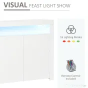 HOMCOM Dulapior cu Economisire Spatiu Multifunctional pentru Hol din Lemn Alb Lumini LED 