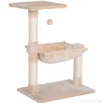 PawHut Turn pentru Pisici max. 3,6 kg cu Hamac și Minge Suspendată, din Lemn și Pluș, 50x36x70 cm, Bej