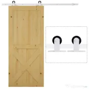HOMCOM Set pentru Ușă Glisantă cu Șină de 183 cm, Role și Accesorii Incluse, Alb 