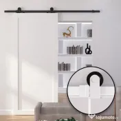 HOMCOM Set pentru Ușă Glisantă cu Șină de 183 cm, Role și Accesorii Incluse, Alb 