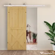 HOMCOM Set pentru Ușă Glisantă cu Șină de 183 cm, Role și Accesorii Incluse, Alb 
