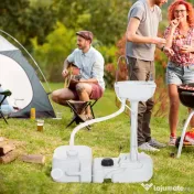 Chiuveta Portabila de Camping cu 2 roti, Rezervor de Apa de 17 litri, Rezervor de Sapun 83x50x103cm Outsunny | Aosom Romania