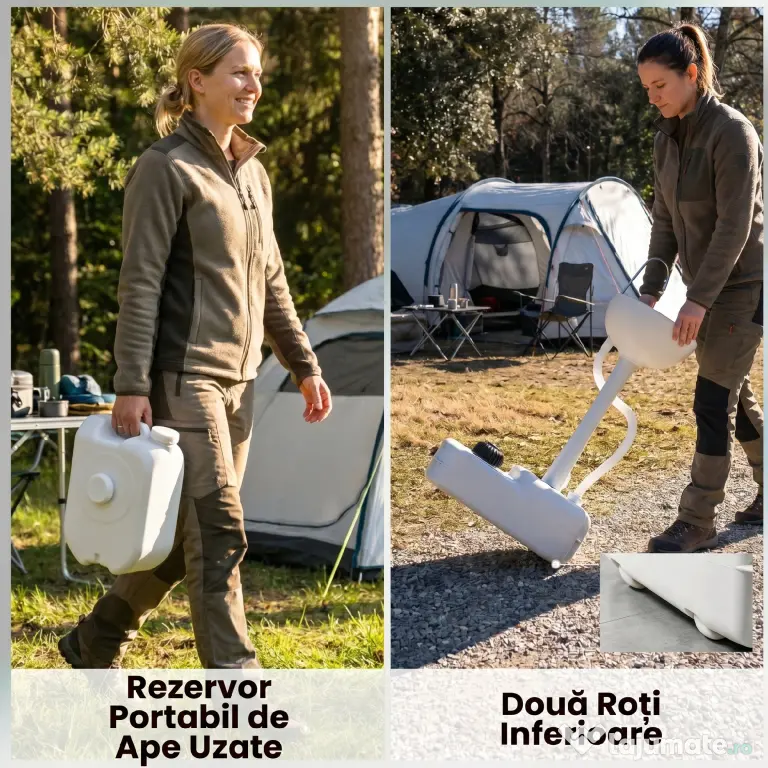 Chiuveta Portabila de Camping cu 2 roti, Rezervor de Apa de 17 litri, Rezervor de Sapun 83x50x103cm Outsunny | Aosom Romania
