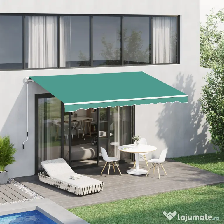 Outsunny Rulou Parasolar de Perete Impermeabil, Protecție UV și Rezistență la Apă, 295x245 cm, Verde | Aosom Romania