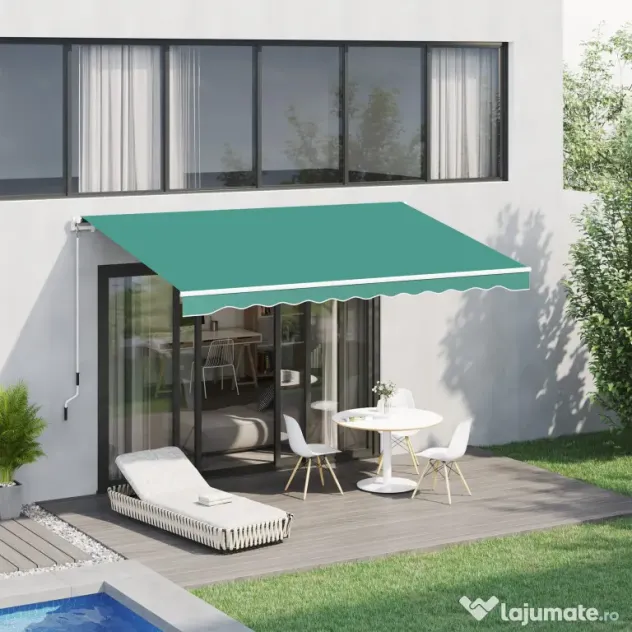 Outsunny Rulou Parasolar de Perete Impermeabil, Protecție UV și Rezistență la Apă, 295x245 cm, Verde | Aosom Romania