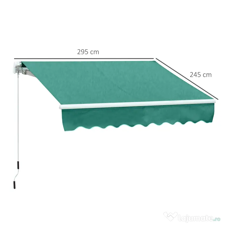 Outsunny Rulou Parasolar de Perete Impermeabil, Protecție UV și Rezistență la Apă, 295x245 cm, Verde | Aosom Romania