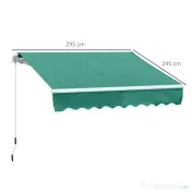 Outsunny Rulou Parasolar de Perete Impermeabil, Protecție UV și Rezistență la Apă, 295x245 cm, Verde | Aosom Romania