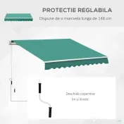 Outsunny Rulou Parasolar de Perete Impermeabil, Protecție UV și Rezistență la Apă, 295x245 cm, Verde | Aosom Romania