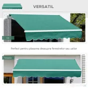 Outsunny Rulou Parasolar de Perete Impermeabil, Protecție UV și Rezistență la Apă, 295x245 cm, Verde | Aosom Romania