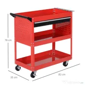 Durhand Carucior Scule Atelier – Rosu, 3 Niveluri, 70×35×75.5 cm 