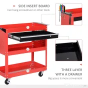 Durhand Carucior Scule Atelier – Rosu, 3 Niveluri, 70×35×75.5 cm 