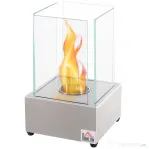 HOMCOM Semineu de masa otel si sticla arzator 0,4L pentru spatii exterioare si interioare