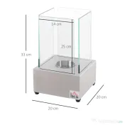 HOMCOM Semineu de masa otel si sticla arzator 0,4L pentru spatii exterioare si interioare