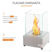 HOMCOM Semineu de masa otel si sticla arzator 0,4L pentru spatii exterioare si interioare