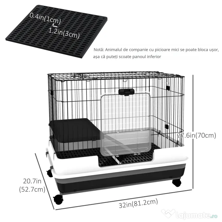 PawHut Cusca pentru Hamsteri Iepuri Cobai in Metal Negru cu 2 Usi | Aosom Romania