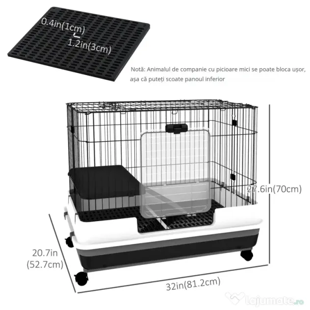 PawHut Cusca pentru Hamsteri Iepuri Cobai in Metal Negru cu 2 Usi | Aosom Romania