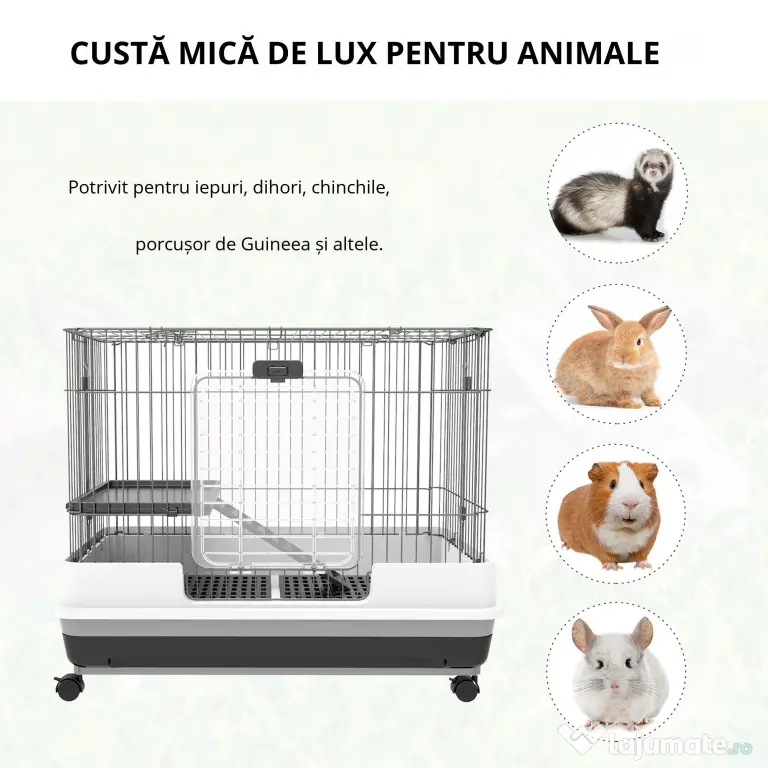 PawHut Cusca pentru Hamsteri Iepuri Cobai in Metal Negru cu 2 Usi | Aosom Romania
