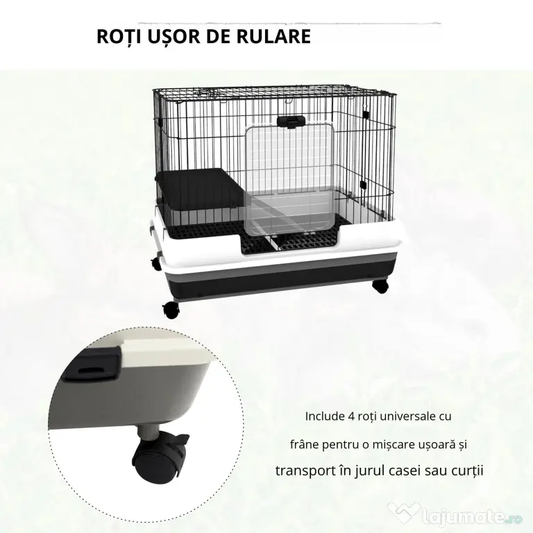 PawHut Cusca pentru Hamsteri Iepuri Cobai in Metal Negru cu 2 Usi | Aosom Romania