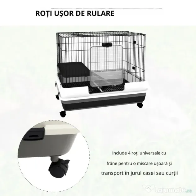 PawHut Cusca pentru Hamsteri Iepuri Cobai in Metal Negru cu 2 Usi | Aosom Romania