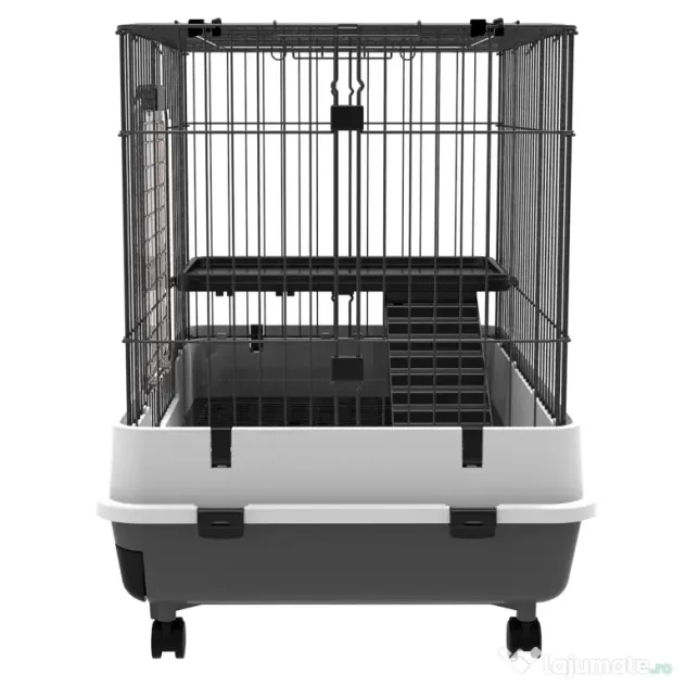 PawHut Cusca pentru Hamsteri Iepuri Cobai in Metal Negru cu 2 Usi | Aosom Romania