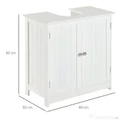 HOMCOM Dulap Sub Chiuvetă Baie, Spațiu Depozitare cu 2 Uși, MDF, 60x30x60 cm, Design Modern, Alb | Aosom Romania 