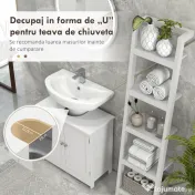HOMCOM Dulap Sub Chiuvetă Baie, Spațiu Depozitare cu 2 Uși, MDF, 60x30x60 cm, Design Modern, Alb | Aosom Romania 