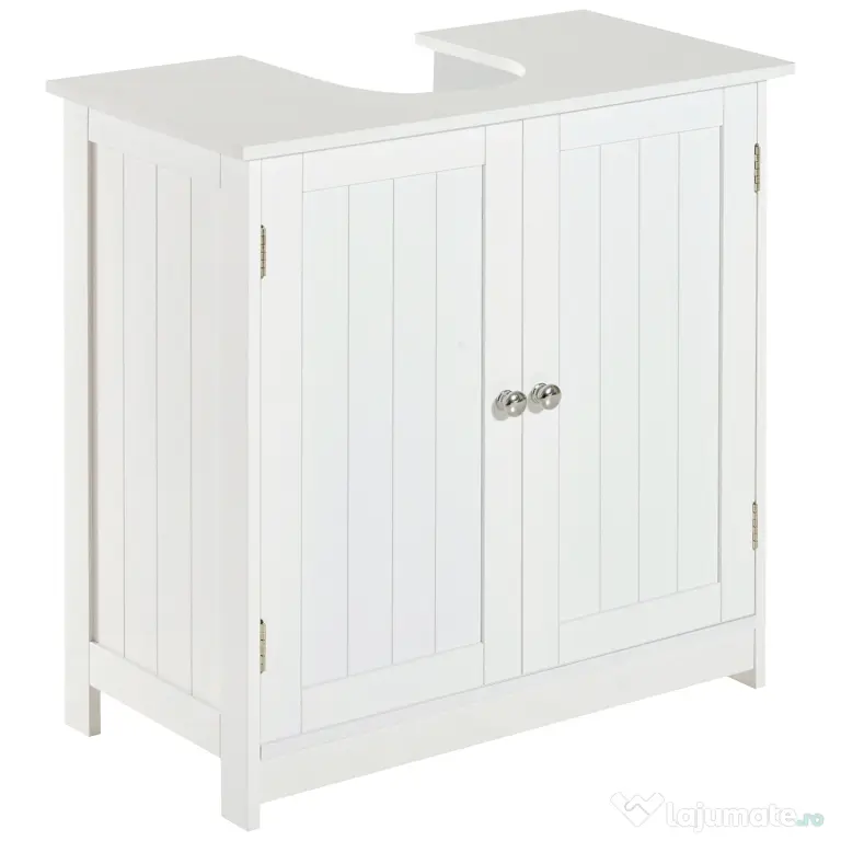 Homcom Masca Chiuveta Baie – MDF Alb, 2 Usi, 60×30×60 cm