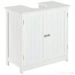 Homcom Masca Chiuveta Baie – MDF Alb, 2 Usi, 60×30×60 cm