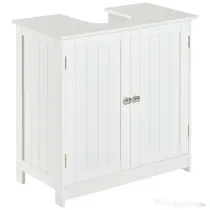 Homcom Masca Chiuveta Baie – MDF Alb, 2 Usi, 60×30×60 cm