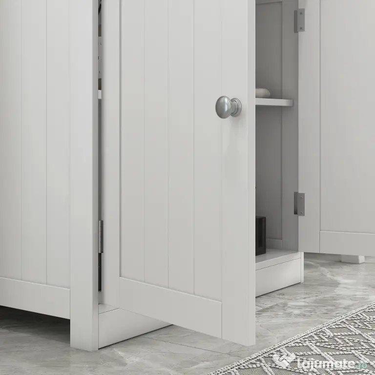 Homcom Masca Chiuveta Baie – MDF Alb, 2 Usi, 60×30×60 cm