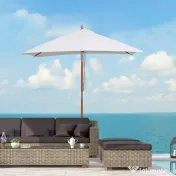 Outsunny Umbrelă de Grădină cu Mecanism de Înclinare, Design Clasic, 2x1.5m, Bej | Aosom Romania