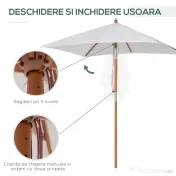 Outsunny Umbrelă de Grădină cu Mecanism de Înclinare, Design Clasic, 2x1.5m, Bej | Aosom Romania