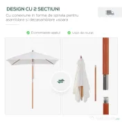 Outsunny Umbrelă de Grădină cu Mecanism de Înclinare, Design Clasic, 2x1.5m, Bej | Aosom Romania