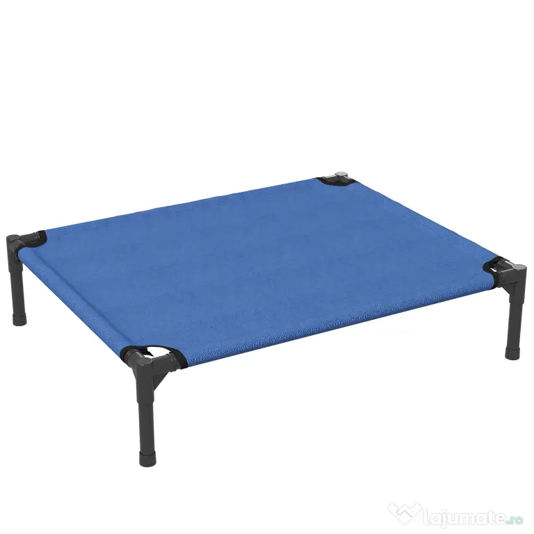 PawHut Pat Ridicat pentru Câini și Pisici cu Cadru Metalic, 76x61x18 cm, Albastru | Aosom Romania