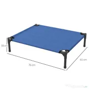 PawHut Pat Ridicat pentru Câini și Pisici cu Cadru Metalic, 76x61x18 cm, Albastru | Aosom Romania