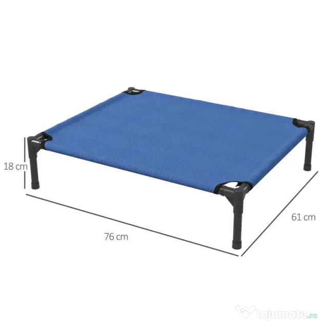 PawHut Pat Ridicat pentru Câini și Pisici cu Cadru Metalic, 76x61x18 cm, Albastru | Aosom Romania
