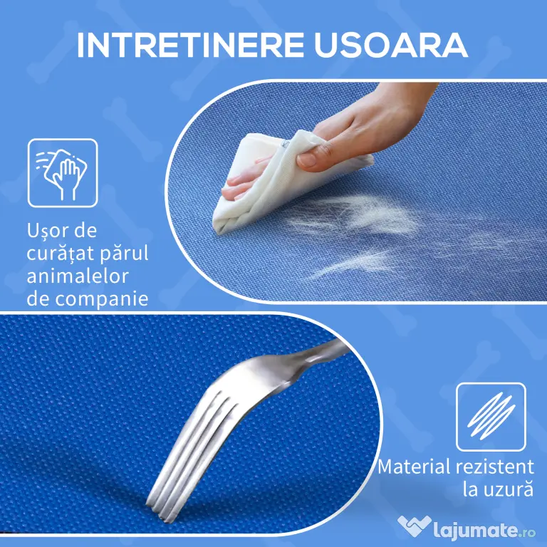 PawHut Pat Ridicat pentru Câini și Pisici cu Cadru Metalic, 76x61x18 cm, Albastru | Aosom Romania