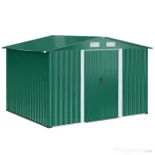 Casuta de gradina Outsunny, din lamiera de Oțel 246x192,5x177,5cm Verde | Aosom Romania 