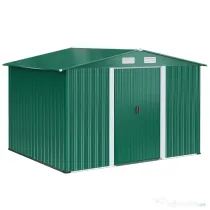 Casuta de gradina Outsunny, din lamiera de Oțel 246x192,5x177,5cm Verde | Aosom Romania
