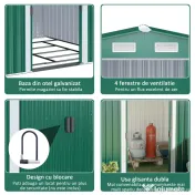 Casuta de gradina Outsunny, din lamiera de Oțel 246x192,5x177,5cm Verde | Aosom Romania 