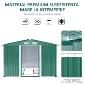Casuta de gradina Outsunny, din lamiera de Oțel 246x192,5x177,5cm Verde | Aosom Romania 