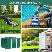 Casuta de gradina Outsunny, din lamiera de Oțel 246x192,5x177,5cm Verde | Aosom Romania 