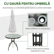 Outsunny Masuta de exterior din otel cu suprafata din sticla securizata Ф80 x 72 cm 